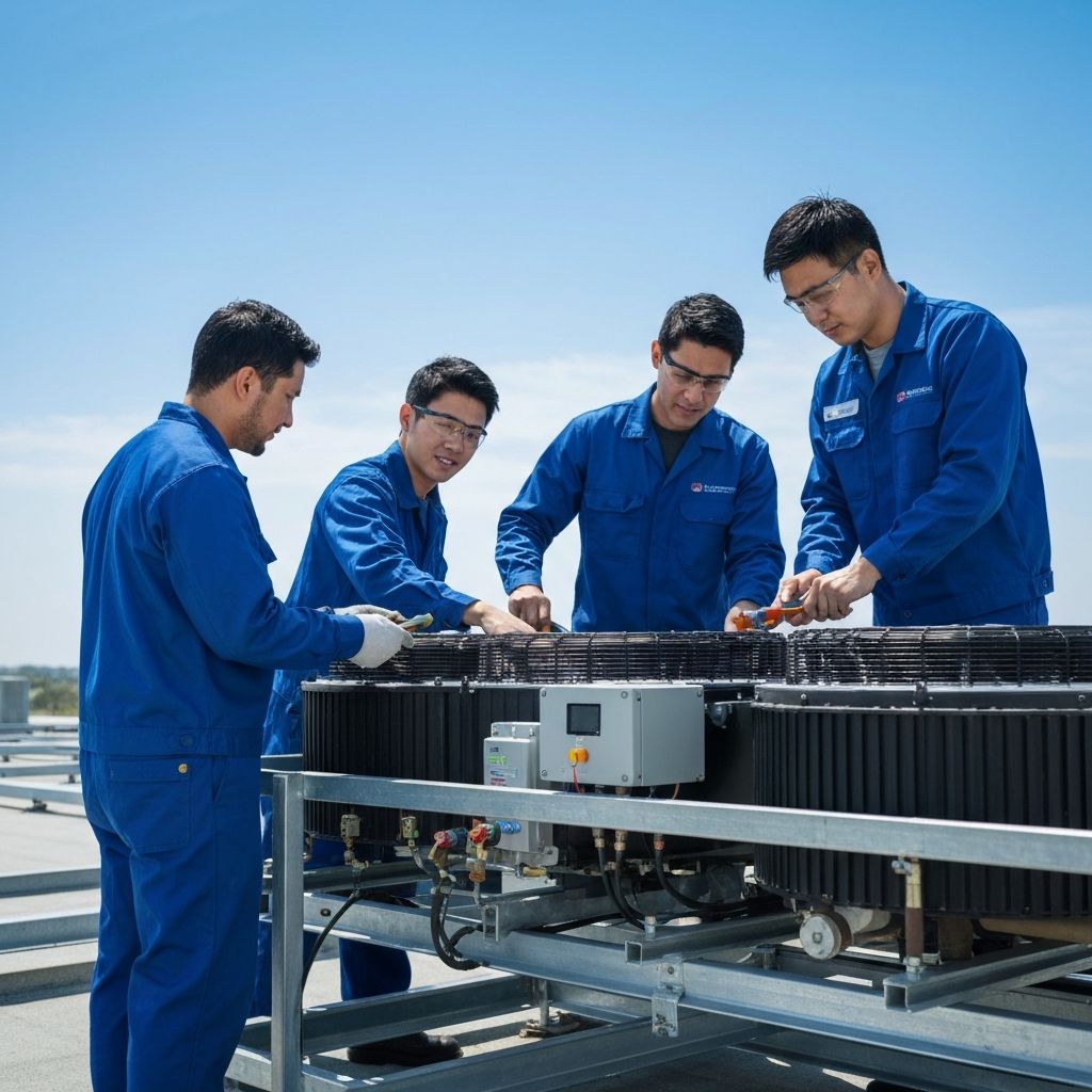 Equipe de techniciens chauffage